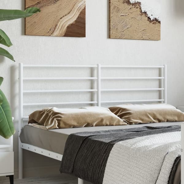 Metallinen sängynpääty valkoinen 150 cm