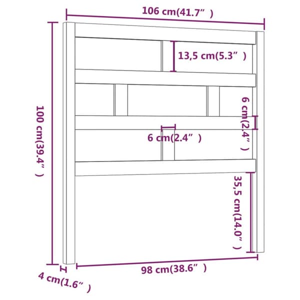 sengegærde 106x4x100 cm massivt fyrretræ gyldenbrun
