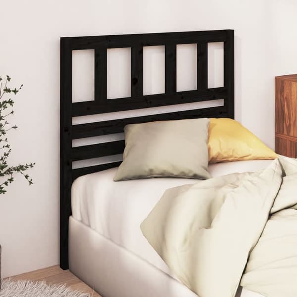 sengegærde 81x4x100 cm massivt fyrretræ sort