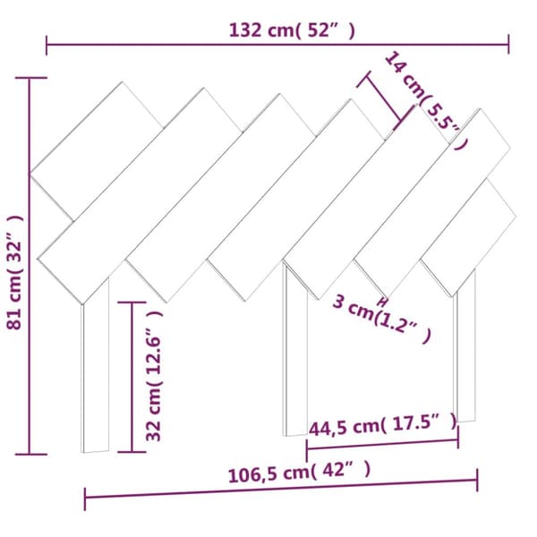sengegærde 132x3x81 cm massivt fyrretræ hvid