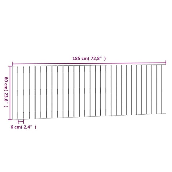 sengegavl 185x3x60 cm massivt fyrretræ hvid