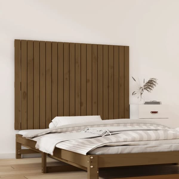 Sängynpääty seinälle hunajanruskea 127,5x3x90 cm täysi mänty