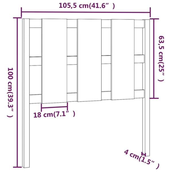 sengegærde 105,5x4x100 cm massivt fyrretræ hvid