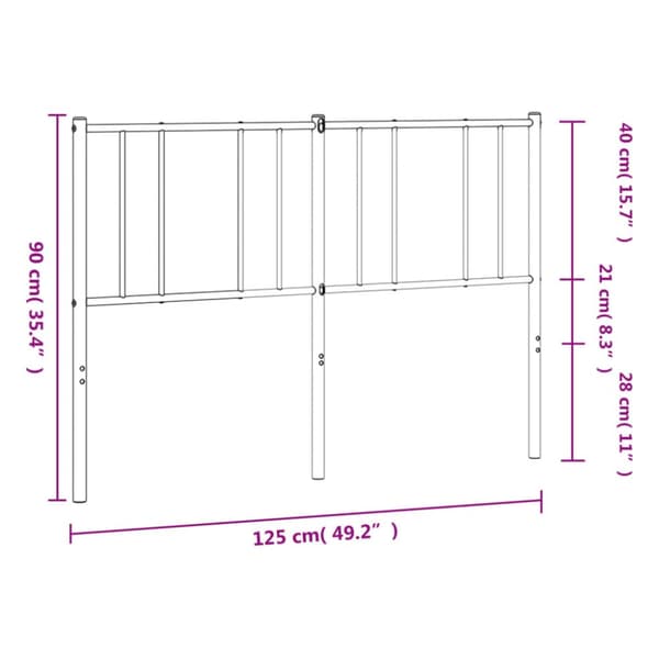 sengegavl 120 cm metal sort