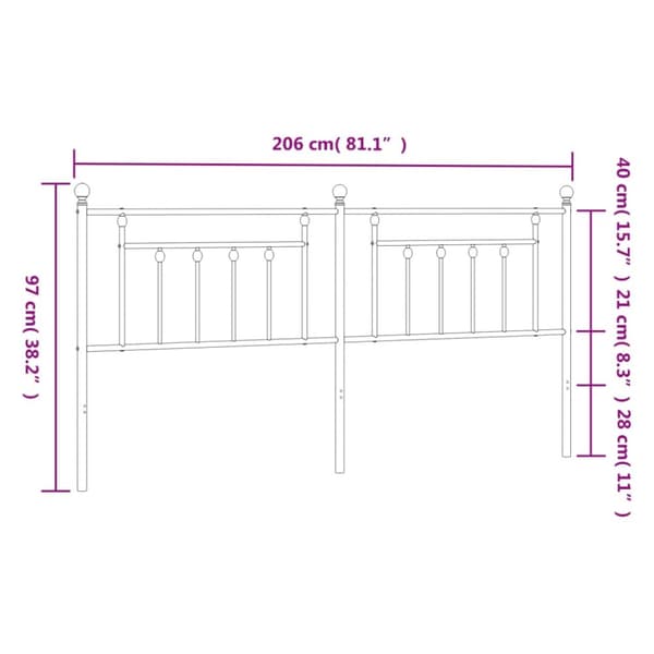 sengegavl 200 cm metal hvid