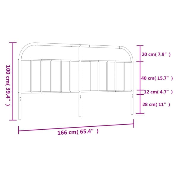 Metallinen sängynpääty musta 160 cm