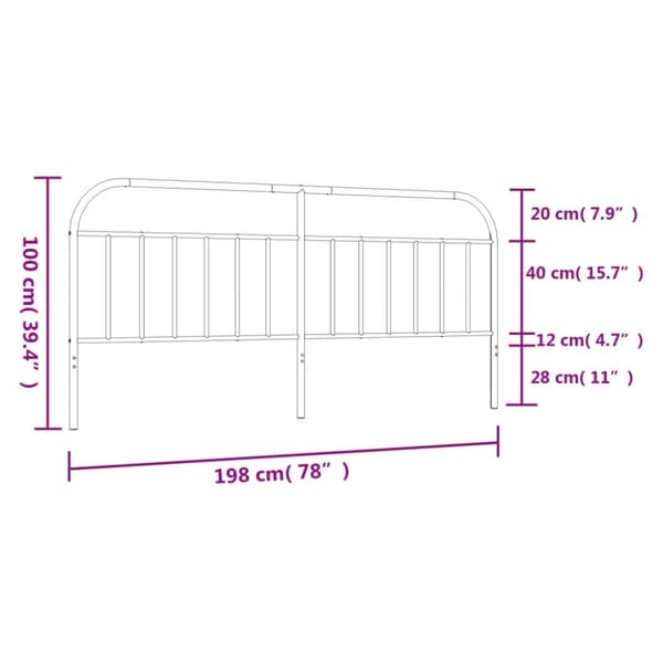 sengegavl 193 cm metal hvid
