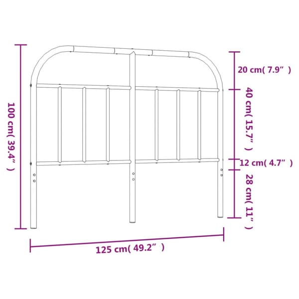 Metallinen sängynpääty musta 120 cm