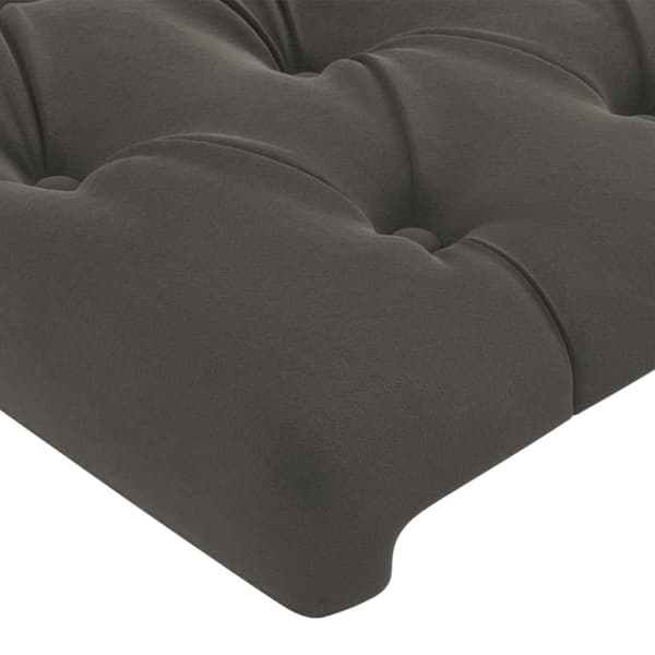 sengegavl med kanter 103x23x118/128 cm fløjl mørkegrå