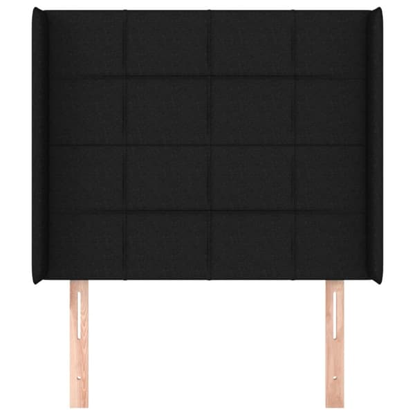 sengegavl med kanter 93x16x118/128 cm stof sort