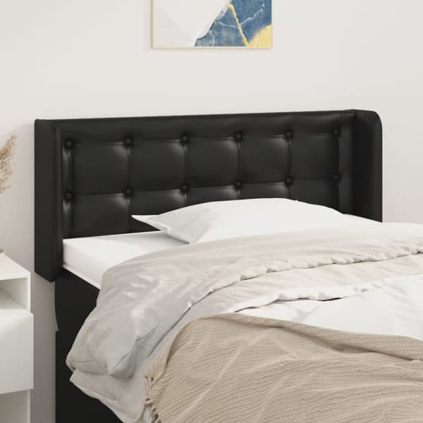 sengegavl med kanter 93x16x78/88 cm kunstlæder sort