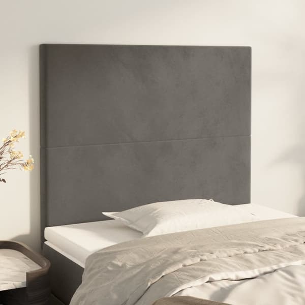 sengegavle 2 stk. 100x5x78/88 cm fløjl mørkegrå