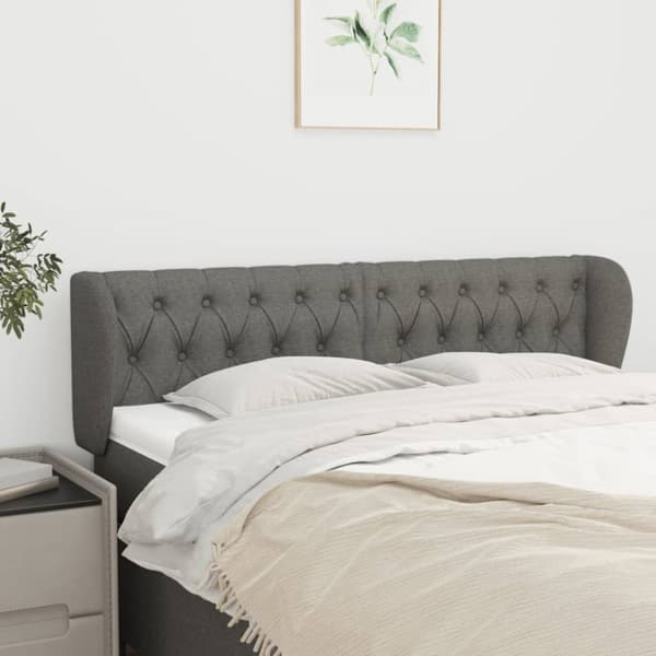 sengegavl med kanter 163x23x78/88 cm stof mørkegrå
