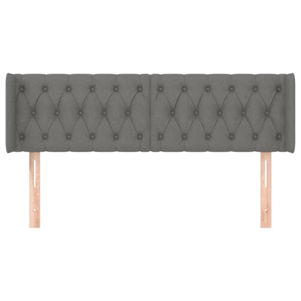 sengegavl med kanter 163x16x78/88 cm stof mørkegrå