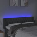 Pikkukuva 4 / 6: Sänggavel LED mörkgrå 163x16x78/88 cm tyg