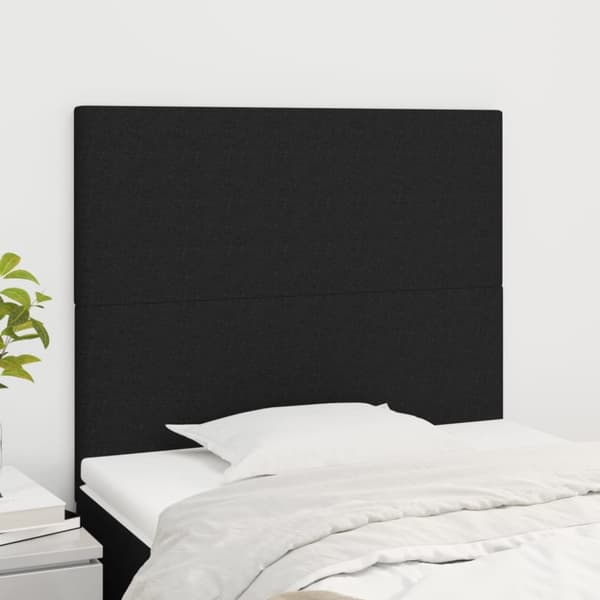 Sängynpäädyt, 2 kpl, musta, 90x5x78/88 cm, kangas