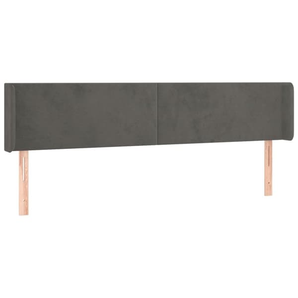 sengegavl med LED-lys 203x16x78/88 cm fløjl mørkegrå