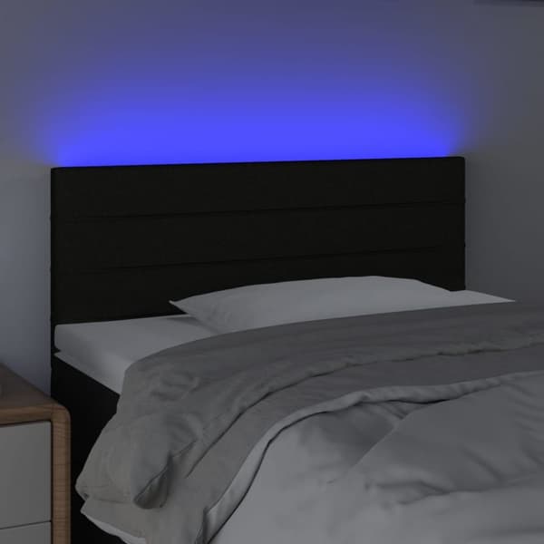 Sängyn pääty LED-valolla, musta, 90x5x78/88 cm, kangas