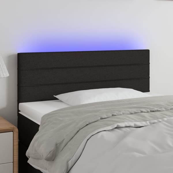 sengegavl med LED-lys 90x5x78/88 cm stof sort