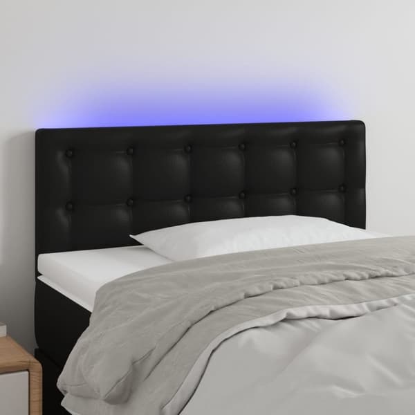 sengegavl med LED-lys 80x5x78/88 cm kunstlæder sort