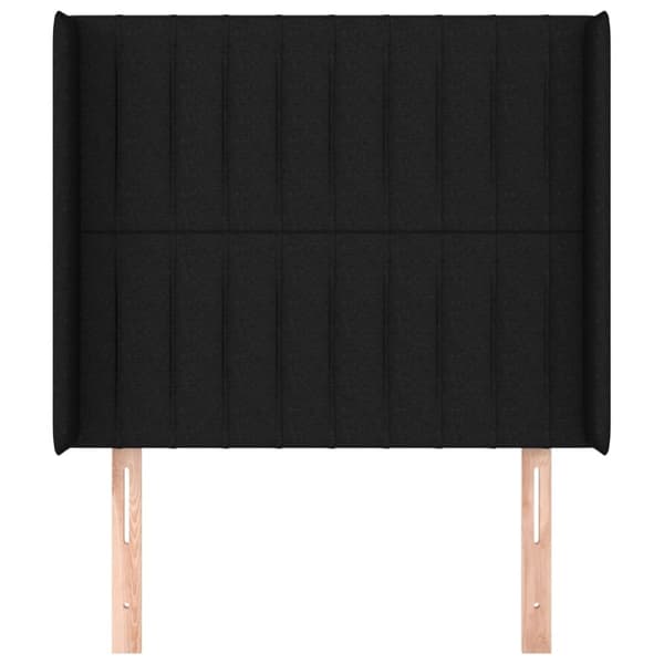 sengegavl med kanter 93x16x118/128 cm stof sort