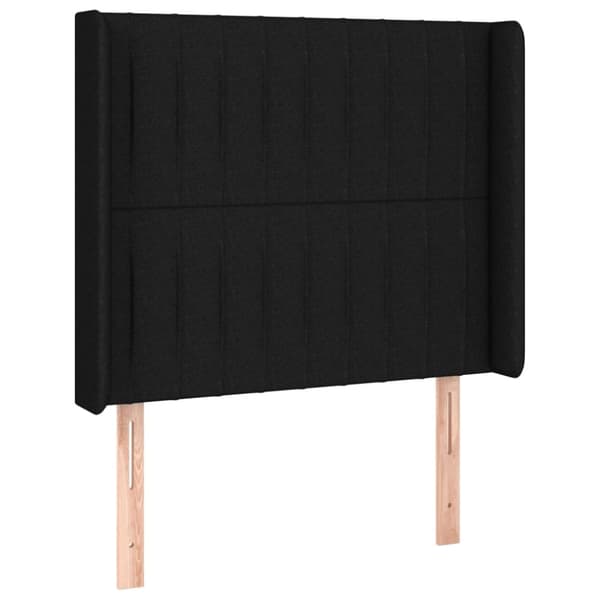 sengegavl med kanter 93x16x118/128 cm stof sort