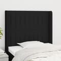 Miniatyrbillede 1 af 9: sengegavl med kanter 93x16x118/128 cm stof sort
