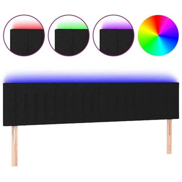 sengegavl med LED-lys 180x5x78/88 cm stof sort