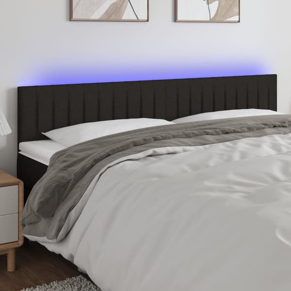sengegavl med LED-lys 180x5x78/88 cm stof sort