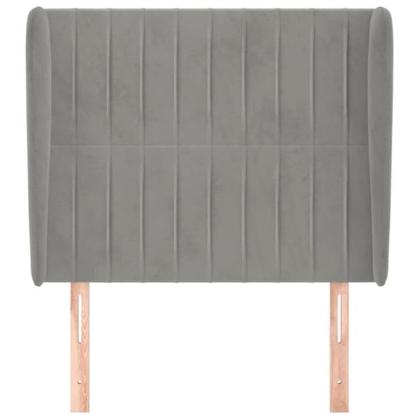 sengegavl med kanter 83x23x118/128 cm fløjl lysegrå