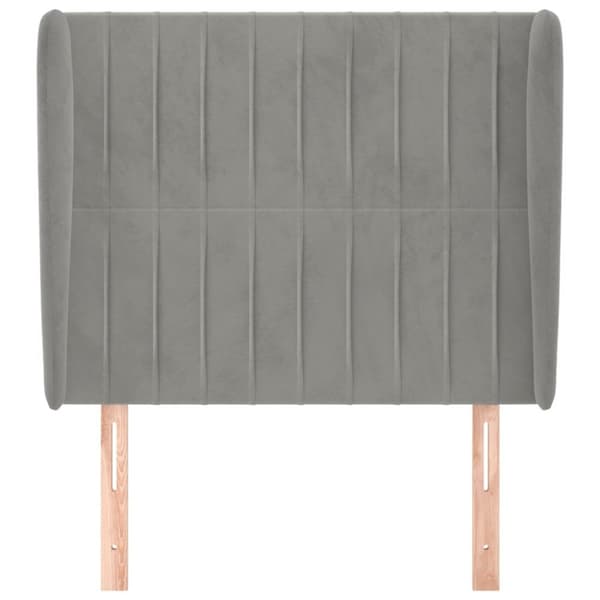 sengegavl med kanter 93x23x118/128 cm fløjl lysegrå