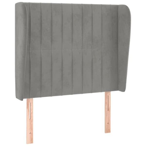 sengegavl med kanter 93x23x118/128 cm fløjl lysegrå