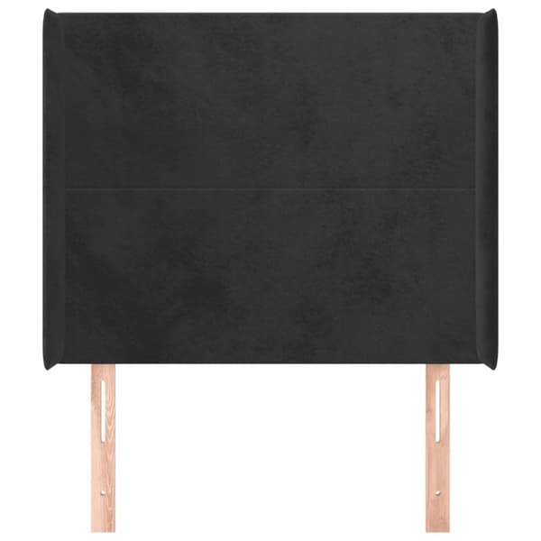 sengegavl med kanter 103x16x118/128 cm fløjl sort