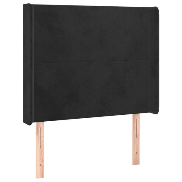 sengegavl med kanter 103x16x118/128 cm fløjl sort