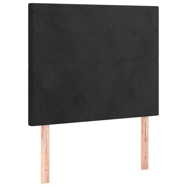 sengegavl med LED-lys 100x5x118/128 cm fløjl sort