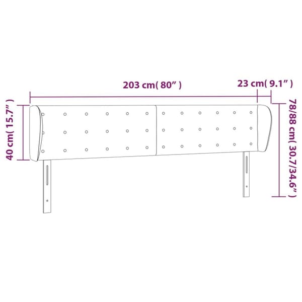 sengegavl med kanter 203x23x78/88 cm kunstlæder sort