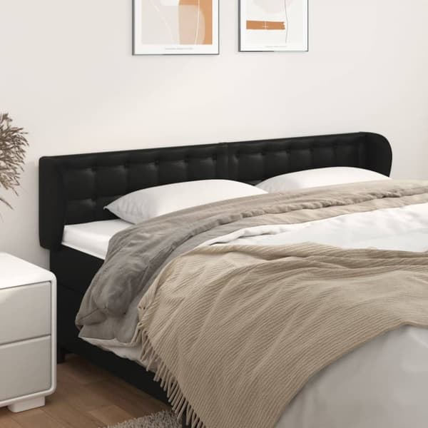 sengegavl med kanter 203x23x78/88 cm kunstlæder sort