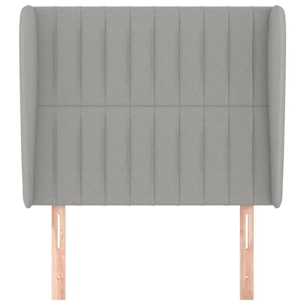 sengegavl med kanter 93x23x118/128 cm stof lysegrå