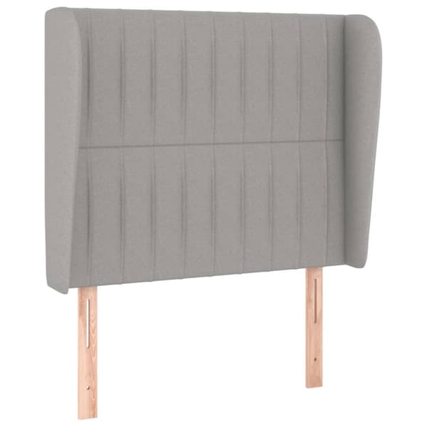 sengegavl med kanter 93x23x118/128 cm stof lysegrå