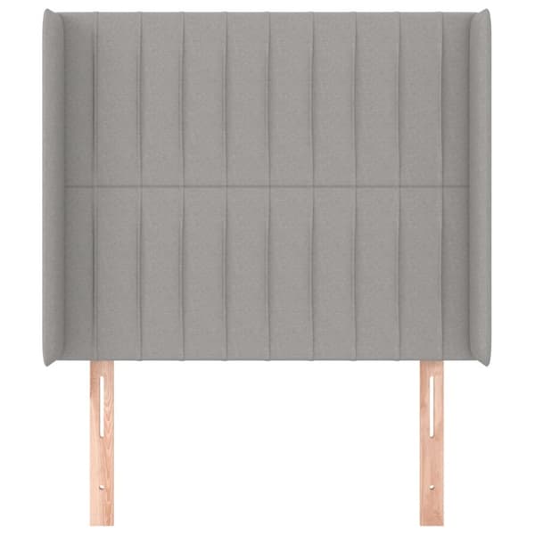 sengegavl med kanter 93x16x118/128 cm stof lysegrå
