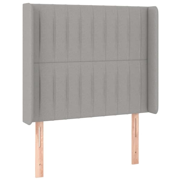 sengegavl med kanter 93x16x118/128 cm stof lysegrå