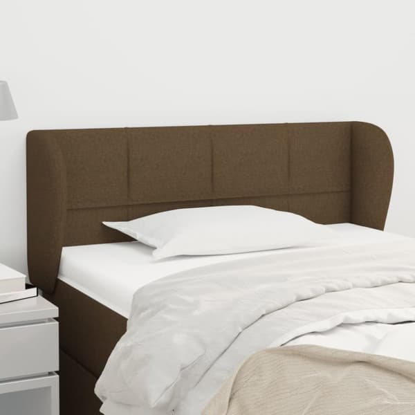 sengegavl med kanter 103x23x78/88 cm stof mørkebrun
