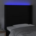Miniatyrbillede 4 af 6: sengegavl med LED-lys 83x16x118/128 cm kunstlæder sort