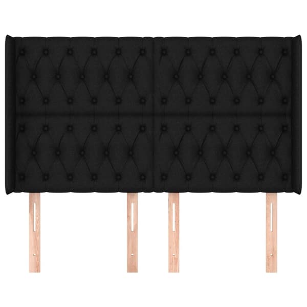 sengegavl med kanter 163x16x118/128 cm stof sort