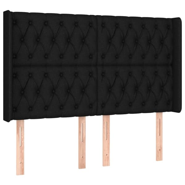 sengegavl med kanter 163x16x118/128 cm stof sort