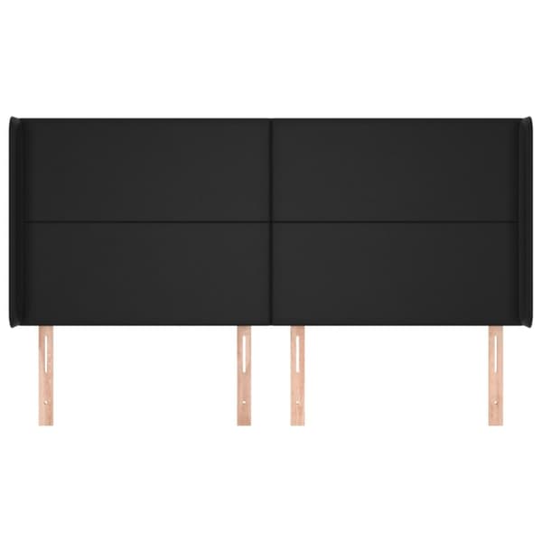 sengegavl med kanter 183x16x118/128 cm kunstlæder sort