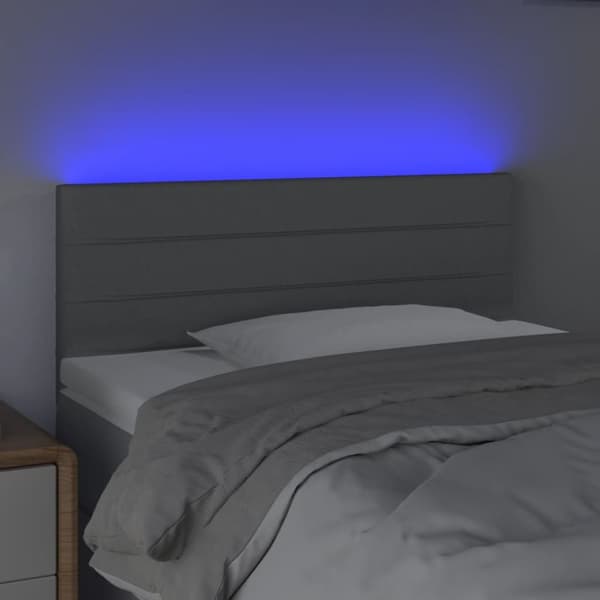 Sängyn pääty LED-valolla, vaaleanharmaa, 90x5x78/88 cm, kangas
