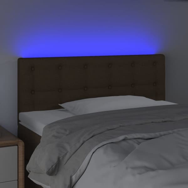sengegavl med LED-lys 90x5x78/88 cm stof mørkebrun