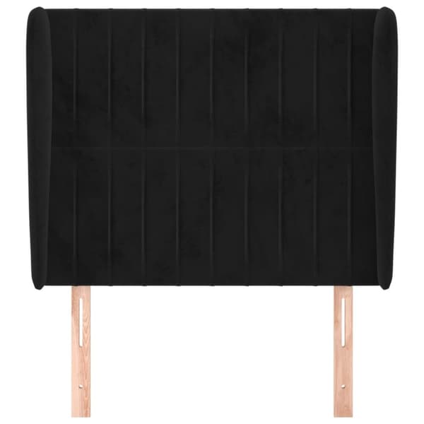 sengegavl med kanter 83x23x118/128 cm fløjl sort