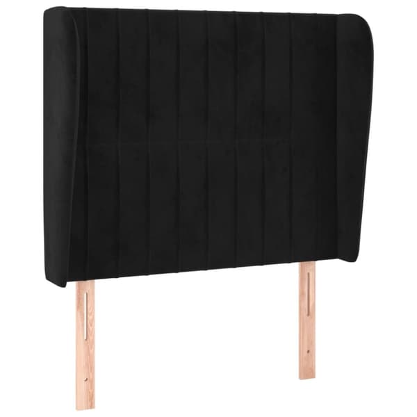 sengegavl med kanter 83x23x118/128 cm fløjl sort